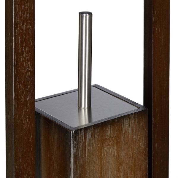 WC Garnitur Bambus dunkelbraun Braun - Silber - Weiß - Holzverbundwerkstoff - 21 x 82 x 36 cm