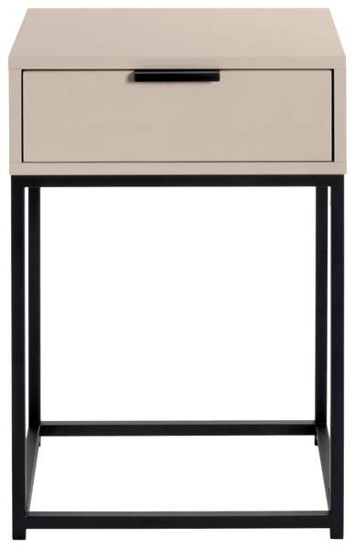 Nachtkästchen ILVA Beige - Schwarz - Holzwerkstoff - Metall - 40 x 60 x 28 cm