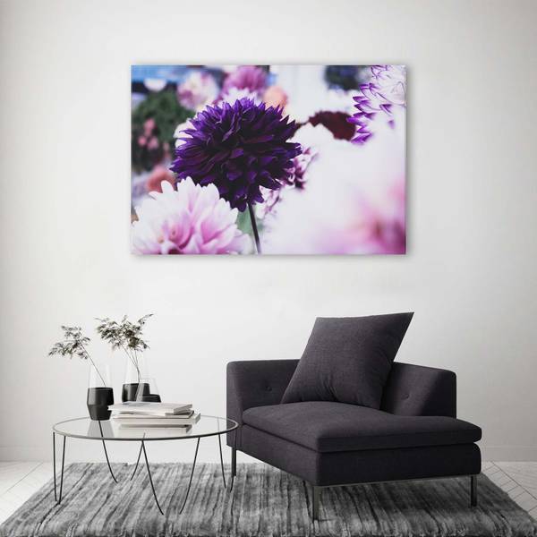 Tableau déco dalias 90 x 60 cm