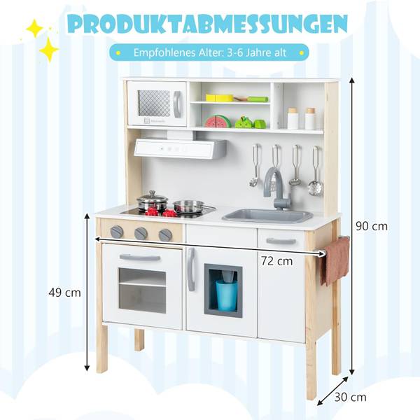 Kinderkeuken FB32347ITNL wit - plaatmateriaal op houtbasis - 30 x 90 x 72 cm