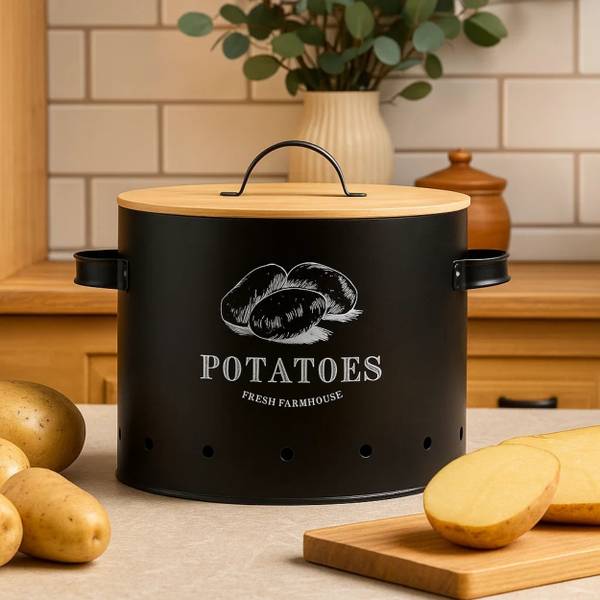 Kartoffelbehälter 10892 Schwarz - Metall - 23 x 28 x 22 cm