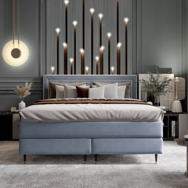 Boxspringbett Adore Taschenfederkern Beige - Breite: 140 cm