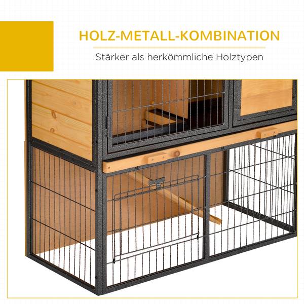Kleintierkäfig D51-176 Gelb - Massivholz - 45 x 81 x 90 cm