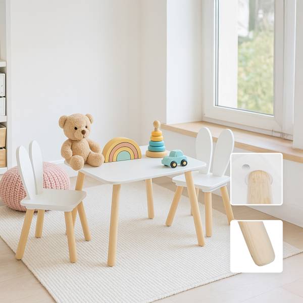 Kindersitzgruppe Kaninchenohren Braun - Weiß - Holzwerkstoff - 50 x 44 x 50 cm
