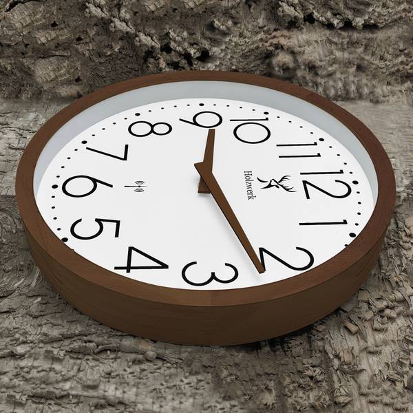 Funk-Wanduhr KRONBERG Braun - Weiß - Glas - Metall - Massivholz - 30 x 30 x 4 cm
