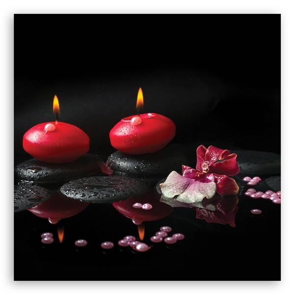 Wandbild kerzen zen steine 30 x 30 cm