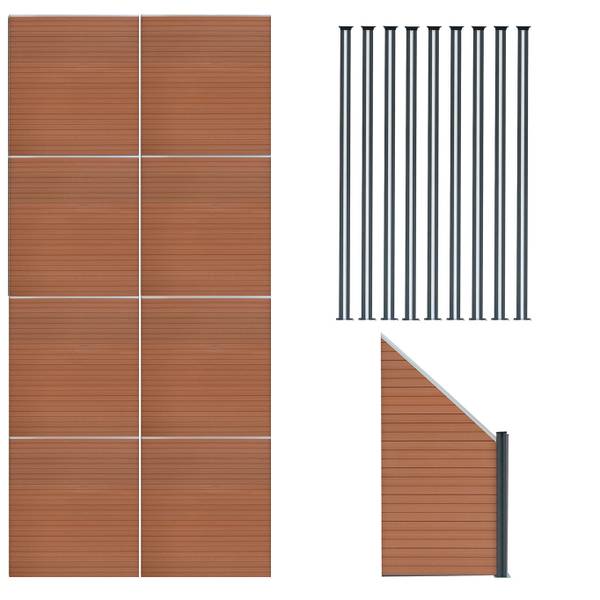 Gartenzaun 40397 18er Set Braun - Holzwerkstoff - 1484 x 185 x 7 cm