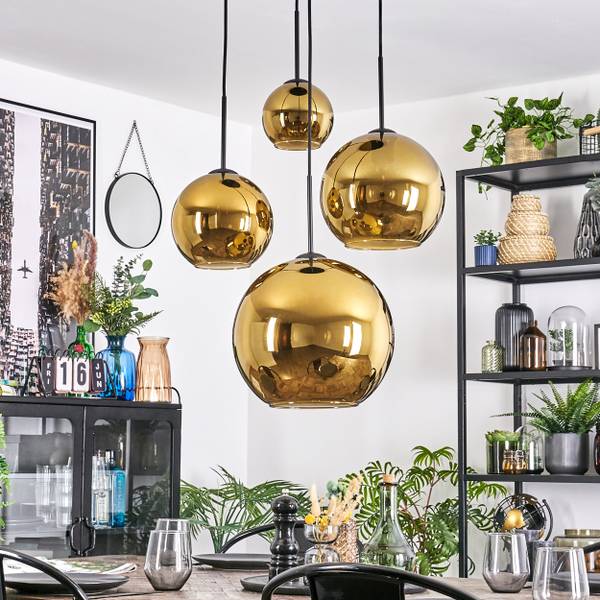 Pendelleuchte Cesaro Gold - Metall - 20 x 147 x 54 cm