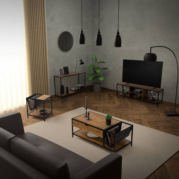 Konsolentisch 490014875 Schwarz - Braun - Samt - 34 x 75 x 120 cm