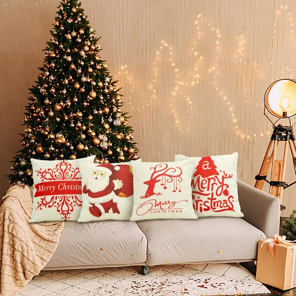 4er-Pack Kissenbezügen+706-40 Rot - Weiß - Textil - 40 x 20 x 40 cm