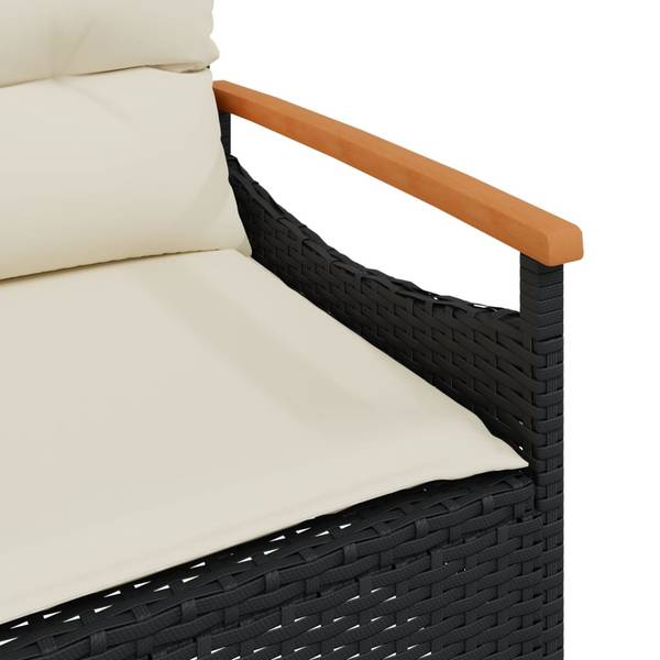 Loungeset 3034169 set van 3 zwart - acacia - staal - 40 x 37 x 40 cm