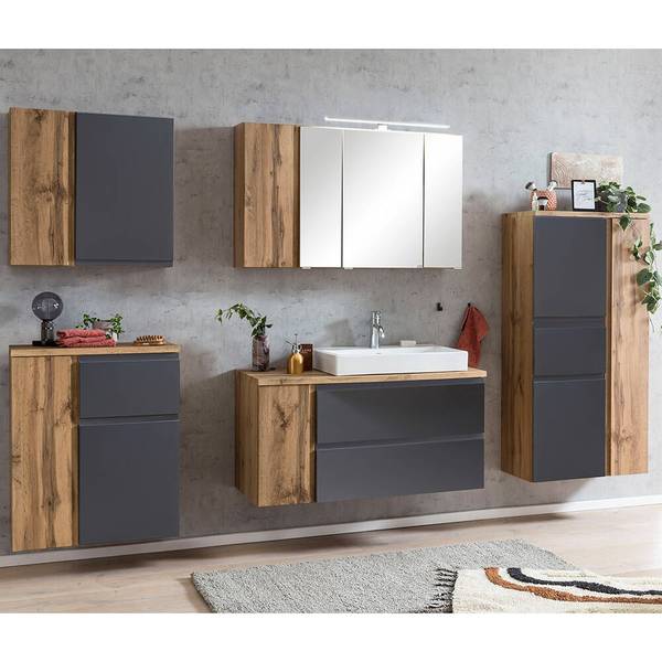 Badmöbel-Set VASTO-03-53 5er-Set Grau - Spiegelglas - 265 x 200 x 47 cm