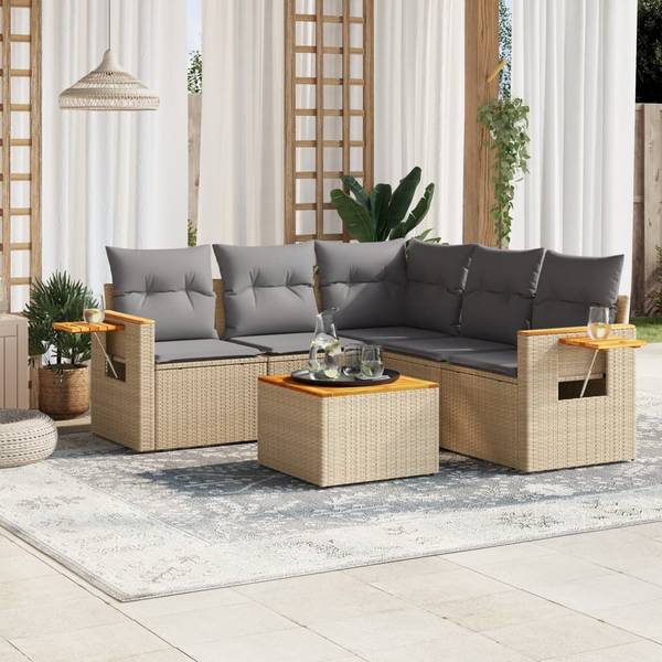 Loungeset 3035996-2 set van 6 beige - grijs - lichtgrijs