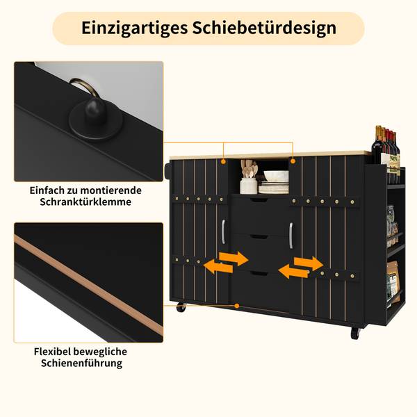 Kücheninsel LF-SBD Schwarz - Holzwerkstoff - 110 x 90 x 42 cm