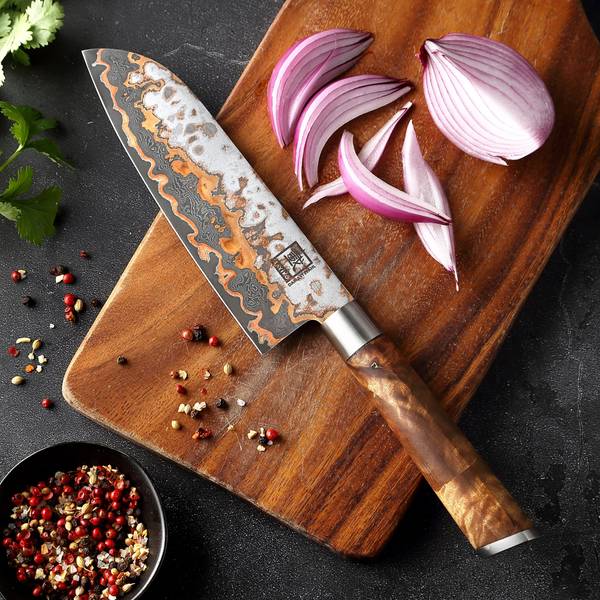 Santoku Messer MysticMagma Braun - Massivholz - 1 x 1 x 31 cm