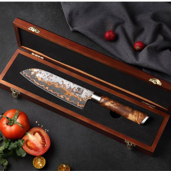 Santoku Messer MysticMagma Braun - Massivholz - 1 x 1 x 31 cm