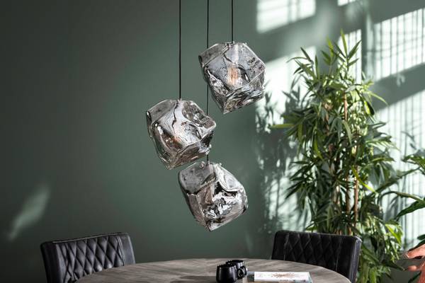 Hängelampe EDESSA Silber - Glas - 50 x 150 x 50 cm