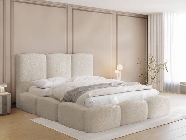 Polsterbett Harmony Beige - Hochglanz Beige - Breite: 196 cm