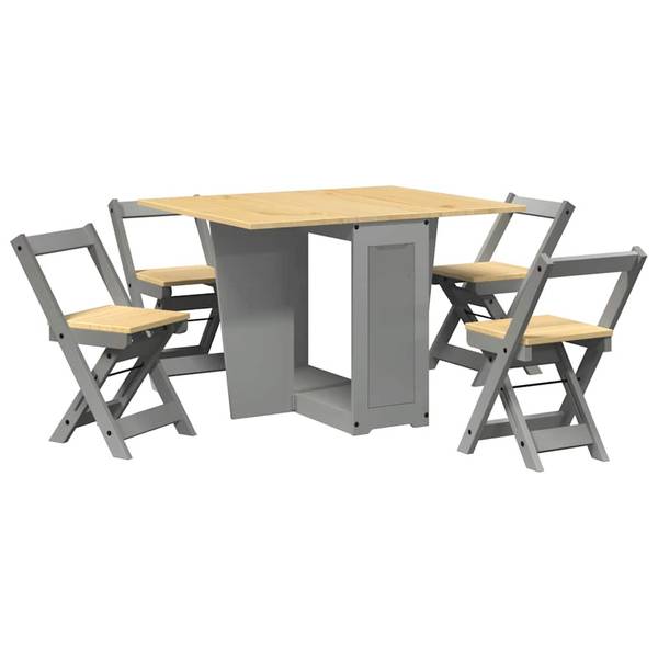 Ensemble à manger 3042220 lot de 5 Gris - Pin - 40 x 71 x 47 cm