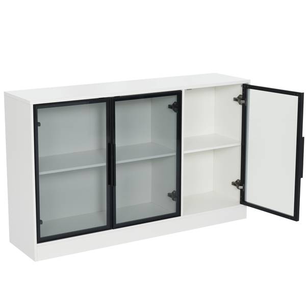 Vitrinekast BAGLA25 Ⅱ wit - plaatmateriaal op houtbasis - 120 x 30 x 120 cm