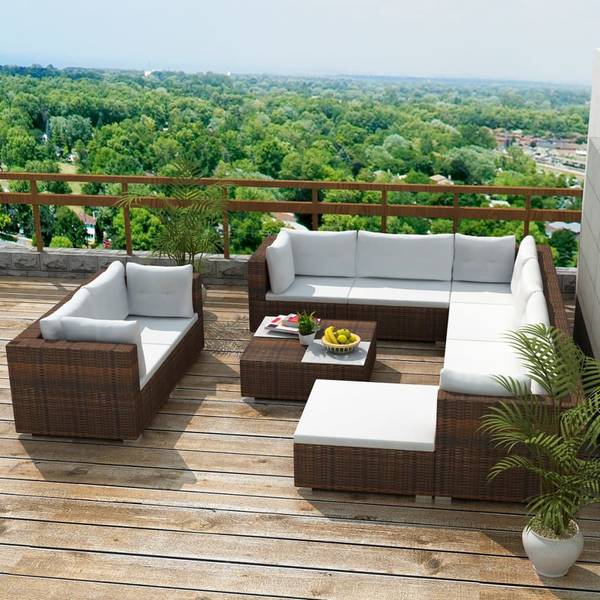 Gartenmöbel-Set 296250 (10-teilig) Braun - Polyester - 74 x 26 x 74 cm