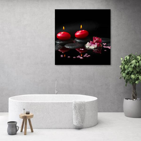 Wandbild kerzen zen steine 30 x 30 cm