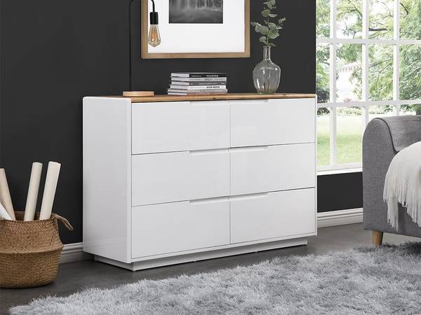 Niedrige Kommode AMANI Beige - Holz teilmassiv - 40 x 80 x 120 cm