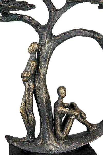 Poly Skulptur Baum Shadow bronzefarben Grau - Kunststoff - 28 x 32 x 9 cm