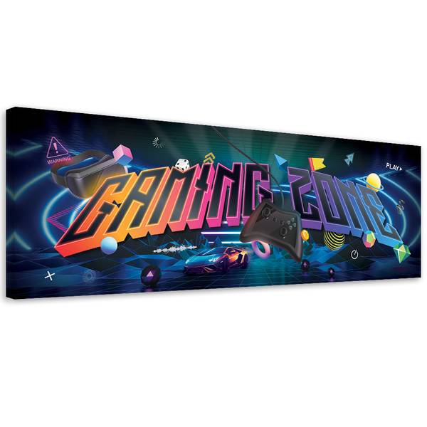 Tableau déco inscription gaming zone 90 x 30 cm