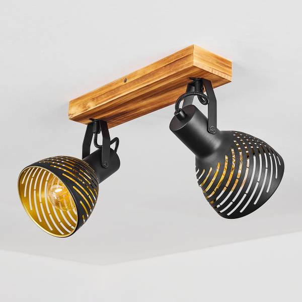 Deckenleuchte Gravellona Schwarz - Gold - Aluminium - 8 x 24 x 30 cm