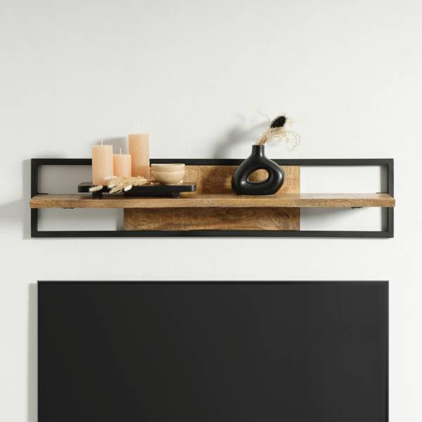 Wandboard EVEREST Beige - Schwarz - Metall - Holz teilmassiv - 120 x 1 x 30 cm