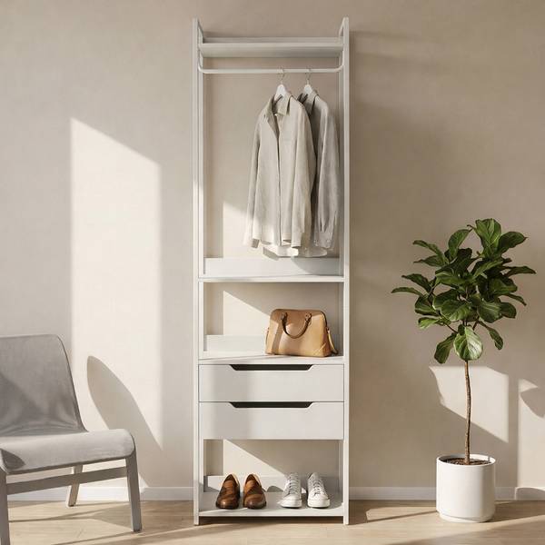 Standgarderobe Jässaatka Grau - Stahl - 61 x 200 x 40 cm