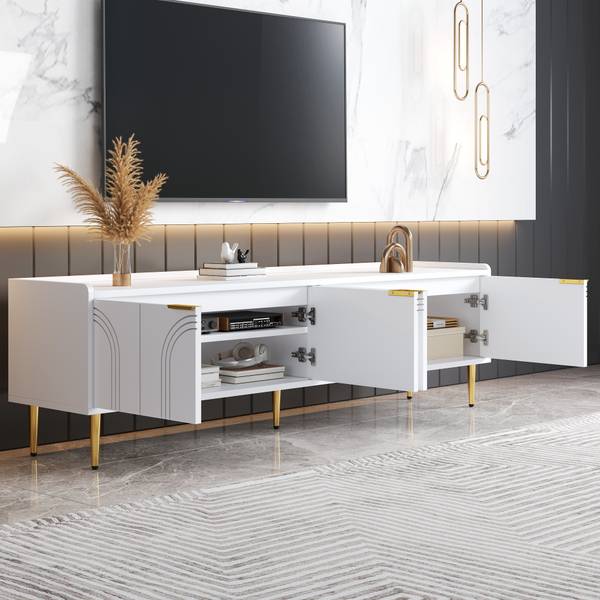 TV-Schrank Eurynom Ⅰ Gold - Weiß