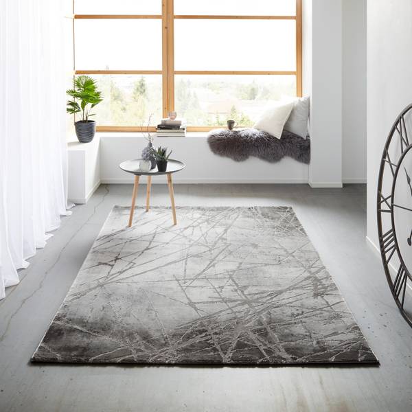 Webteppich MANCHESTER 3 Grau - Holzwerkstoff - 160 x 1 x 230 cm