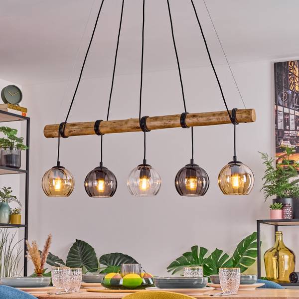 Pendelleuchte Cesaro Braun - Grau - Holzwerkstoff - Metall - 34 x 150 x 100 cm