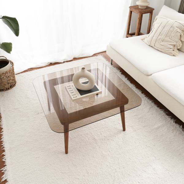 Salontafel Smart glas/massief grenenhout - grenenhout
