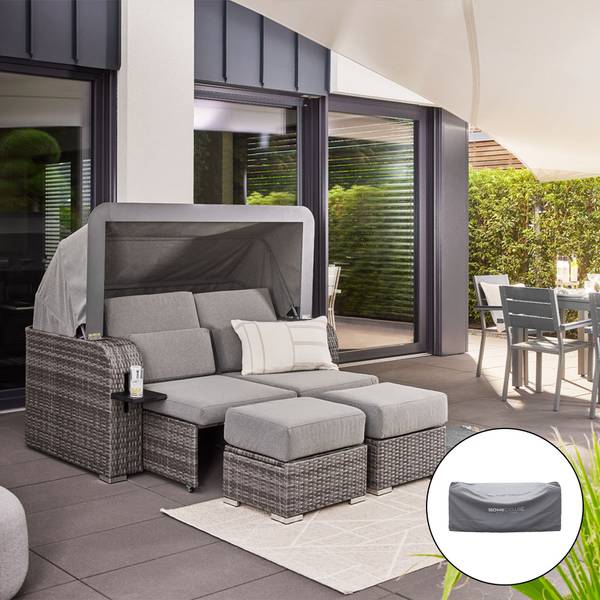 Strandstoel HOLBY grijs - polyrotan - 160 x 69 x 189 cm