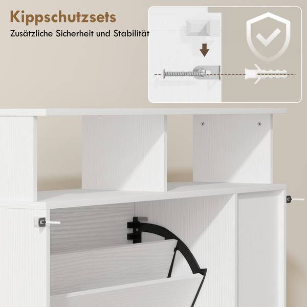 Schuhschrank 837-743V90WT Weiß - Holzwerkstoff - 25 x 92 x 89 cm
