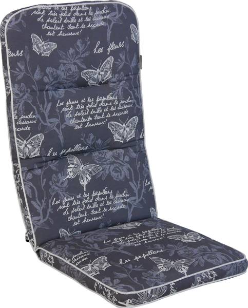 Stuhlauflage hoch Schmetterling Grau - Textil - 49 x 7 x 44 cm
