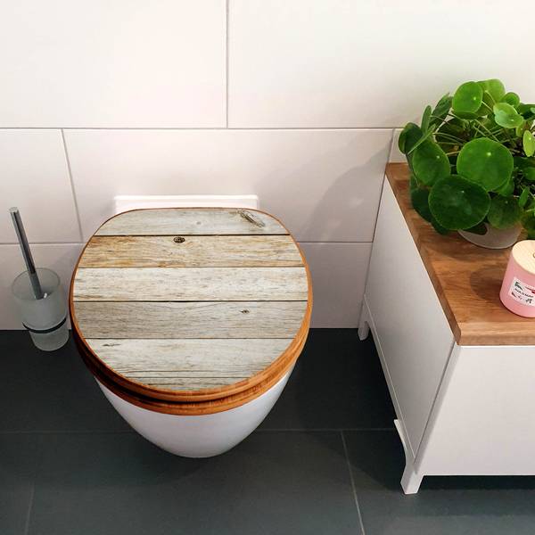 WC-Sitz mit Absenkautomatik Graues Holz Braun - Bambus - Holzwerkstoff - 38 x 5 x 49 cm