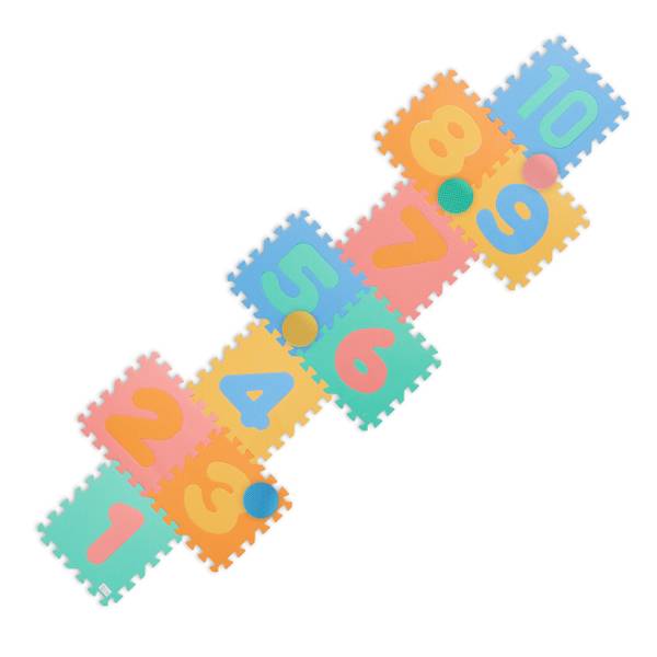 Puzzelmat cijfers blauw - groen - oranje - kunststof - 30 x 1 x 30 cm