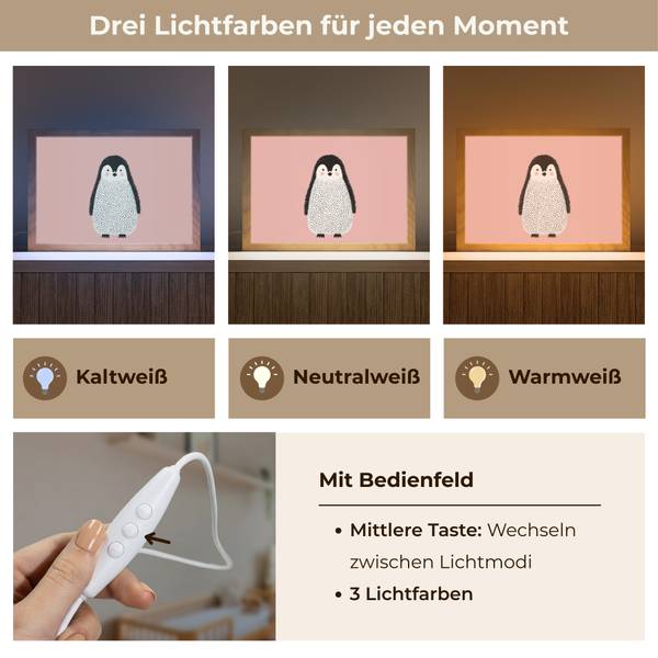 NACHTTISCHLAMPE Pinguin 30 x 20 cm - Durchmesser: 32 cm