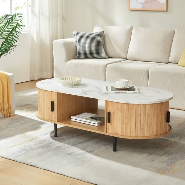 Couchtisch Tvedestrand Beige - Marmor Weiß Dekor