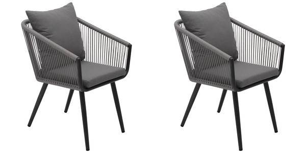 Gartenstuhl RIVA (2er Set) Grau - Aluminium - 58 x 79 x 68 cm