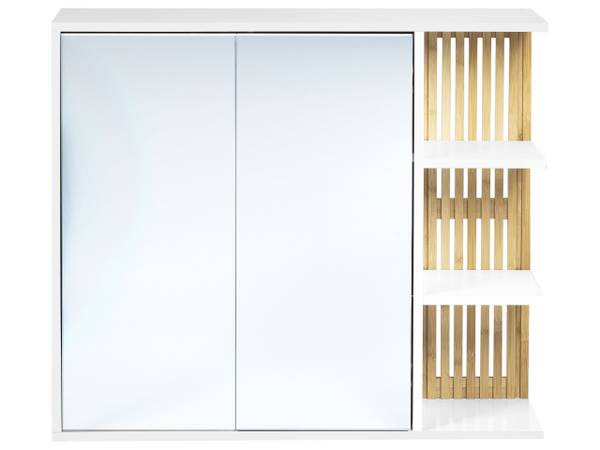 Bad-Spiegelschrank NUBES Braun - Weiß - Bambus - 80 x 70 x 21 cm