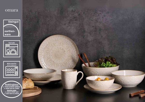 Dessertteller Omara 6er Set Beige - Keramik - 21 x 2 x 21 cm