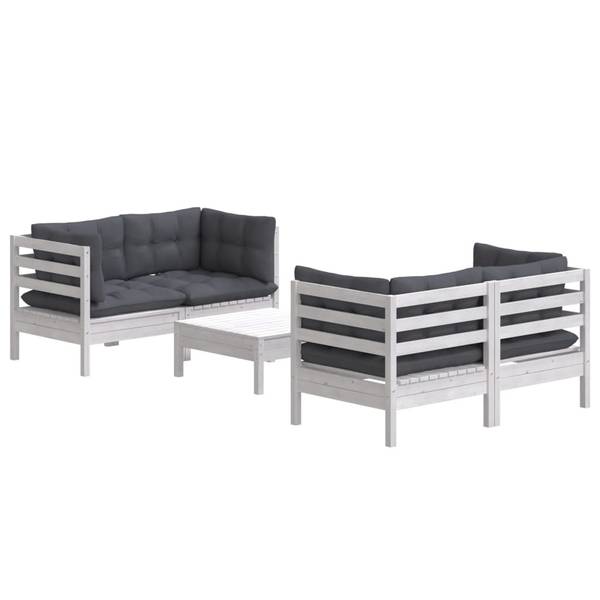 Salon de jardin 3012381 (lot de 5) Anthracite - Blanc