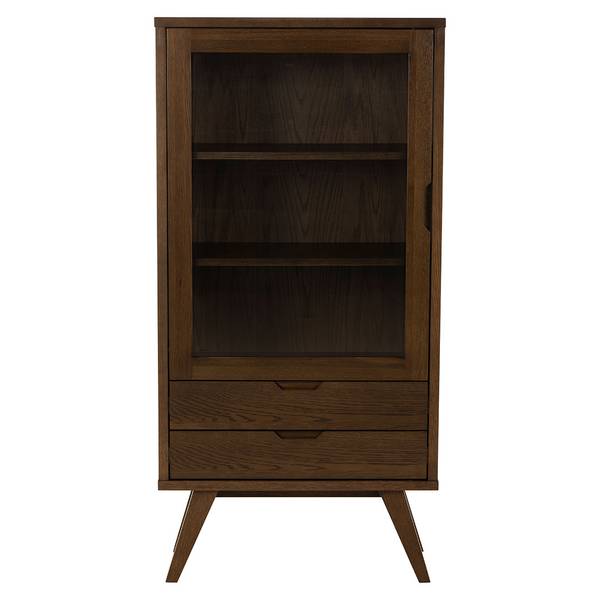 Vitrinenschrank A-Line Grau - Holz teilmassiv - 72 x 145 x 36 cm