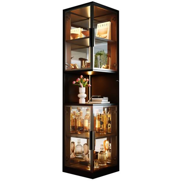 Vitrine HE46QUA Ⅴ Schwarz - Holzwerkstoff - 44 x 205 x 42 cm