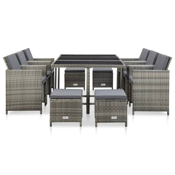 Garten-Essgruppe 3012316-10 11-teilig Grau - Polyester - Polyethylen - 109 x 74 x 167 cm